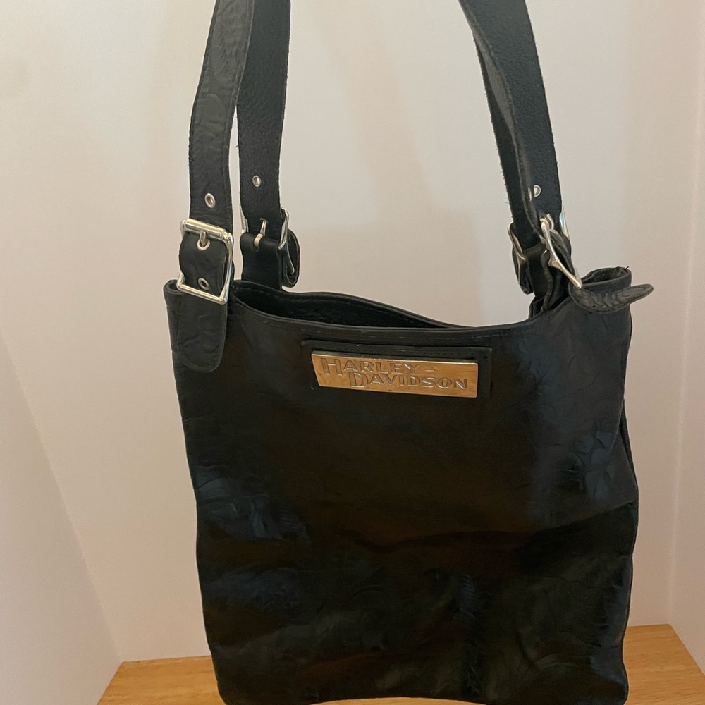 Harley-Davidson Embossed Black Shoulder Bag